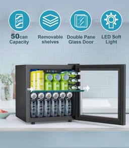 Mini-koelkast voor 55 blikjes - Compacte drankkoeler met digitale temperatuurregeling voor thuis — thumbnail 4