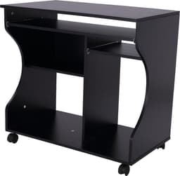 Compact Bureau - Schrijftafel - Computerbureau - Bureautafel - Bureau - Verrijdbaar - 80 x 48 x 76 cm - Zwart — thumbnail 3