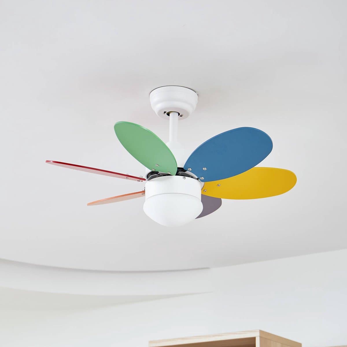 Lindby - Plafondventilatoren met verlichting - 1licht - IJzer, acryl, multiplex - H: 42 cm - E27 - oranje, rood, blauw, groen, grijs, geel, wit — afbeelding 1