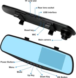 Dash Cam Spiegel - Waterdicht - 1080P Full HD Dual Lens - G-sensor en Parkeermodus - Voor Auto's — thumbnail 2