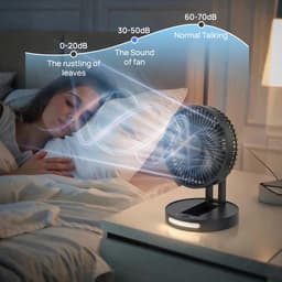 LISM – Deze draagbare bureauventilator heeft een 180 graden kantelbare ventilatorkop en een opvouwbaar ontwerp. Het is een stille, persoonlijke ventilator, geschikt voor thuiskantoren, slaapkamers en kamperen. Grijs — thumbnail 2