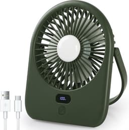 Solvix tafel ventilator geluidloos - Draagbare Tafelventilator - Donkergroen - Oplaadbare 1200mAh Batterij - 5 Snelheden - Voor Kantoor, Thuis en Kamperen — thumbnail 2