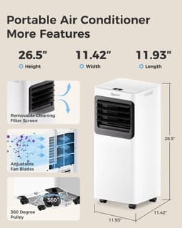 Mobiele airco 7000 BTU ,stille draagbare airco met ontvochtiger, ventilator en slaapmodus 3-in-1 functie - 27 m² — thumbnail 4