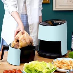 Slimme Heteluchtfriteuse - Olievrije Frituurpan - Gezond Koken - Touchscreen Bediening - 3 Liter - Rood — thumbnail 1