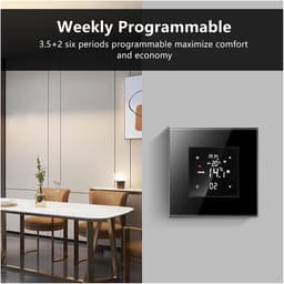 Wifi Thermostaat - Temperatuurregelaar Slimme - Energie Besparen - Telefoon Afstandsbediening - 86x86mm - Goud — thumbnail 3