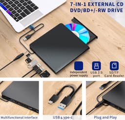 Externe Schijf - Schrijver Lezer - Dvd's Afspelen - Plug-and-play - 15.5 x 16 cm - Zwart — thumbnail 3