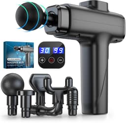 SnelShoppen - Spiermassagepistool Massage Gun Draagbare Spiermassager met Diepe Weefsels, Ultrastille 30 Snelheden, Percussiemassageapparaat met 8 Mas — thumbnail 1