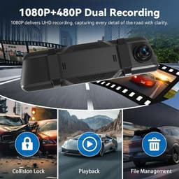Thijox - 1080p Spiegel Dashcam Auto met Achteruitrijcamera 9,66 inch HD Touchscreen, Loop-opname, Nachtzicht, Bewegingsdetectie, Achteruitrijassistent — thumbnail 4