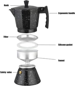 Moka Pot 6 Kops – Percolator Inductie – RVS en Aluminium Espressomaker – Espresso Koffiemaker — thumbnail 2