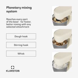 Stand Mixer - Keukenmixer Planetair - Bakken en Mixen - Dubbele Rotatie - 5 Liter - Room — thumbnail 2