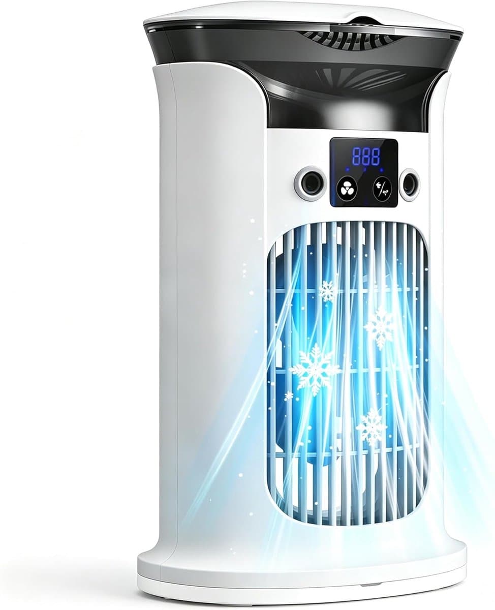 Mobiele airconditioning, mini-airconditioning, luchtkoeler, kleine airconditioning, draagbare airconditioner, wit [Energieklasse A+] — afbeelding 1