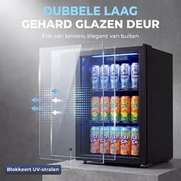 HOMCOM – Stil – Drankkoelkast – 70L/70 blikjes – gehard glas, verstelbaar-Zwart — thumbnail 3