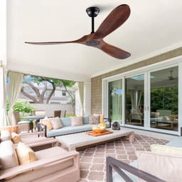 HAUSS SPOLE Ventilator – 152,4 cm – Zonder Verlichting Met 6 Snelheden – Metaal En Hout – Zwart En Donker Walnoot – Voor Woonkamer En Terras — thumbnail 1