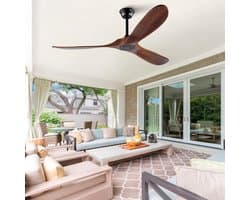 HAUSS SPOLE Ventilator – 152,4 cm – Zonder Verlichting Met 6 Snelheden – Metaal En Hout – Zwart En Donker Walnoot – Voor Woonkamer En Terras