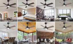 HAUSS SPOLE Ventilator – 107 Cm Met Verlichting En Afstandsbediening – Metaal En Hout – Zwart En Donker Walnoot – 6 Snelheden Voor Woonkamer — thumbnail 4