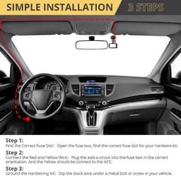 SnelShoppen - AMTOVL Dash Cam Hardwire Kit Type C - USB Dash Cam 3 Wires Kit met ACC Fuses, 12V/24V naar 5V, Laagspanningsbescherming voor Voertuigen — thumbnail 4