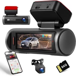 SnelShoppen - 4K Dashcam Auto Voor en Achter, Dubbele Kanaals Met 64 GB SD-kaart, 3,2 Inch IPS-Touchscreen, Groothoek, IR 8, G-sensor, Wifi, Lusopname — thumbnail 1