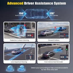 SnelShoppen - 4K Dashcam Voor en Achter, 4K+2K FHD Auto Camera met GPS, ADAS, APP, 150° Groothoek, Nachtzicht, G-sensor, Lusopname, 24/7 Parkeren — thumbnail 3