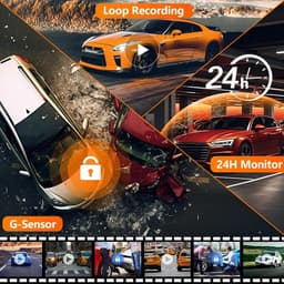 SnelShoppen - Spiegel-dashcam 4 kanalen met 64GB kaart, G-sensor, parking monitoring, nachtzicht, 24-uurs parkeermodus + waterdichte achteruitrijcamer — thumbnail 3