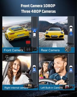 SnelShoppen - 4-kanaals Dashcam voor en Achter - 360 Graden Autocamera met 2 Inch Display, IR Nachtzicht, Loopopname, Bewegingsdetectie + 64 GB TF-kaa — thumbnail 5