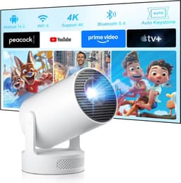 SnelShoppen - Mini Beamer 4K 1080P Projector met Android 14, WiFi6 en Bluetooth 5.4, Compact en Lichtgewicht voor Buiten en Feesten — thumbnail 1