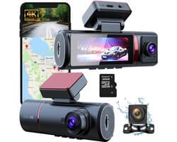 SnelShoppen - 4K Dashcam Auto - 3-in-1 Voor-en Achtercamera - WiFi & GPS - 3.5" Scherm - G-Sensor - Parkeerstand - Loopopname - 170° Breedhoeklens
