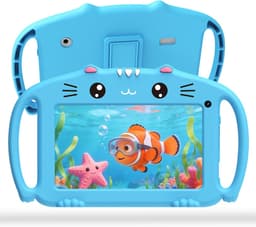 SnelShoppen - Kids Tablet 7 Inch Android met WiFi, Quad Core, 2GB RAM, 32GB ROM, Kindvriendelijke Siliconen Hoes, Voor Kinderen van 3 tot 14 Jaar, Bla — thumbnail 1