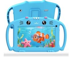 SnelShoppen - Kids Tablet 7 Inch Android met WiFi, Quad Core, 2GB RAM, 32GB ROM, Kindvriendelijke Siliconen Hoes, Voor Kinderen van 3 tot 14 Jaar, Bla
