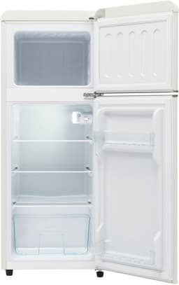 Retro-koelkast – Koel-vriescombinatie, 105,5 cm hoog, 41 cm breed, tweedeurs, 92 liter totaalvolume, 28 liter vriesvolume, deurplateaus en glasplateaus, 116 kWh/jaar, -27°C ~ 13°C, LED-verlichting. — thumbnail 4