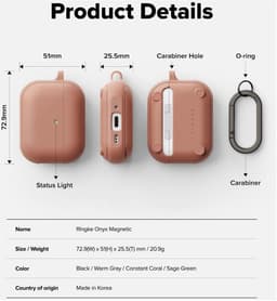 Ringke Onyx Magnetic Hoesje Geschikt voor Apple AirPods Pro 3 - Roze — thumbnail 4