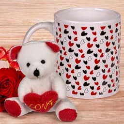Mok met Hart en Pluche Teddybeer - 380 ml Koffiemok, Theebeker, Aardewerk Handvat, Souvenir voor Verliefden — thumbnail 4