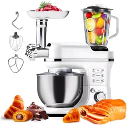 SnelShoppen - Avilia Planetaire Keukenmachine 6,5 L met Vleesmolenset en Roestvrijstalen Mixer, 1900 W, 360 Graden Roeren, 6 Snelheden voor Perfect De — thumbnail 1
