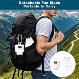 Oplaadbare Plafondventilator met Verlichting - Camping, Buiten - met Afstandsbediening, Timer, USB - voor Terras, Paviljoen - Wit - 1 Stuk — thumbnail 1