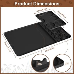 Koffiemat met Tampmat - Espressomat Barista Mat - Werkblad Beschermen - Afneembaar 2-in-1 Ontwerp - 60x40 cm - Zwart — thumbnail 3