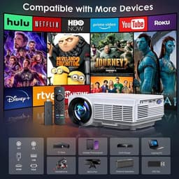 Yowhick - Beamer - Projector Beamer - Mini Meamer - 1080P - Automatische focus - met WiFi - 5G+2.4G Wireless Connection - Wit — thumbnail 5