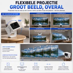 Yemtech® - Smart Beamer - Mini Projector - HY350max 500 ANSI - Full HD 1080P - 8K Ondersteuning - Android 14 - Autofocus — thumbnail 3