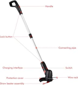 Elektrische Grasmaaier - Draadloze Trimmer - Tuin Onderhouden - Lichtgewicht Ontwerp - 700 g - Zwart — thumbnail 4