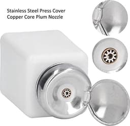 200ml Push Down Alcohol Dispenser Pomp Fles Methanol Container, ESD Veilige Anti Statische Solvent Dispenser met RVS Perskop voor Aceton, IPA Oplosmiddel (Wit) — thumbnail 4