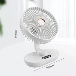 longziming -Oscillerende Mini Tafelventilator - Compacte Bureaukoeler - Draadloze Ventilator - 120° Horizontale Oscillatie - Borstelloze Koperen Motor - LED Digitalaanwijzing - Fluisterstil Koelcomfort - 1 Stuk — thumbnail 2