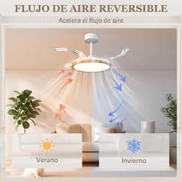TEKROA® Plafondventilator met LED Verlichting - Intrekbare Bladen - Stille DC Motor - Zomer/Winter Stand - 6 Snelheden - Ø95 cm- Houtlook — thumbnail 5