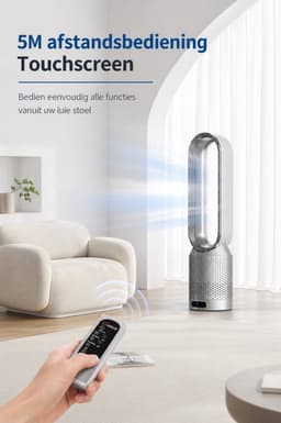 Novendo Goods - Bladloze torenventilator met afstandsbediening - Stille ventilator met 8 standen en luchtcirculatie - 90° Oscillatie voor slaapkamer en kantoor — thumbnail 3