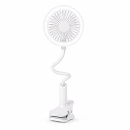 DrPhone Huasa Clip-On Tafelventilator met LED-Lamp – Flexibele Hals – Oplaadbaar – 1500 mAh – Wit — thumbnail 1