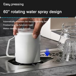 Keuken Spoelbak Bekerwasser - Glazenwasser Bar Keuken - Snel Glazen Spoelen - Automatische Hogedruk Reiniging - 60 x 24 cm — thumbnail 3