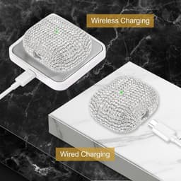 AirPods 4 Hoesje - Oordopjes Case - Bescherming Opladen - Met Strass Diamanten - 50 Gram - Zilver — thumbnail 3