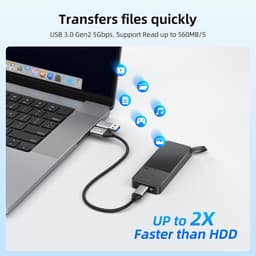 Draagbare SSD - Externe Opslag - Snelle Data Transfer - Compact Ontwerp - 2TB - Zwart — thumbnail 4