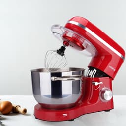 AREBOS Keukenmachine - 1500W - Keukenrobot - 6L - Keukenmixer - Foodprocessor - Roestvrij Stalen Mengkom - 6 Snelheden - Rood — thumbnail 2