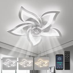 Stille Plafondlamp met Ventilator en Dimbaar Licht, Omkeerbare Motor voor Zomer- en Wintermodus, 6 Snelheden — thumbnail 3