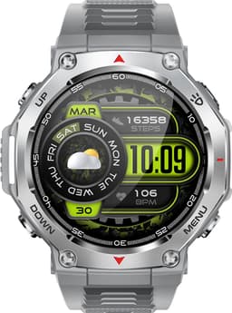 Knobbout 1.43” Scherm AMOLED Smartwatch – 466×466 HD Scherm – 5ATM Waterdicht (tot 50m) – LED Zaklamp + UV-Licht + SOS Noodflits – Bluetooth Bellen – 525mAh Lange Batterijduur – Outdoor & Sporthorloge voor Android/iOS-Grijs — thumbnail 4