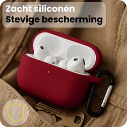 Hoesje Geschikt voor Apple Airpods Pro 3 - Siliconen Hoes met Clip - Silicone Case Cover - Wijnrood — thumbnail 4