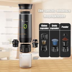 Draagbare koffiemachine - Cuisina Lumina ® - Hoogwaardige kwaliteit - 120 ML - Voor onderweg - Draagbaar koffiezetapparaat - Camping gadget - Oplaadbaar - Verwarmt water - Koffiecups & gemalen koffie - Espresso & Lungo - Matte zwart — thumbnail 3